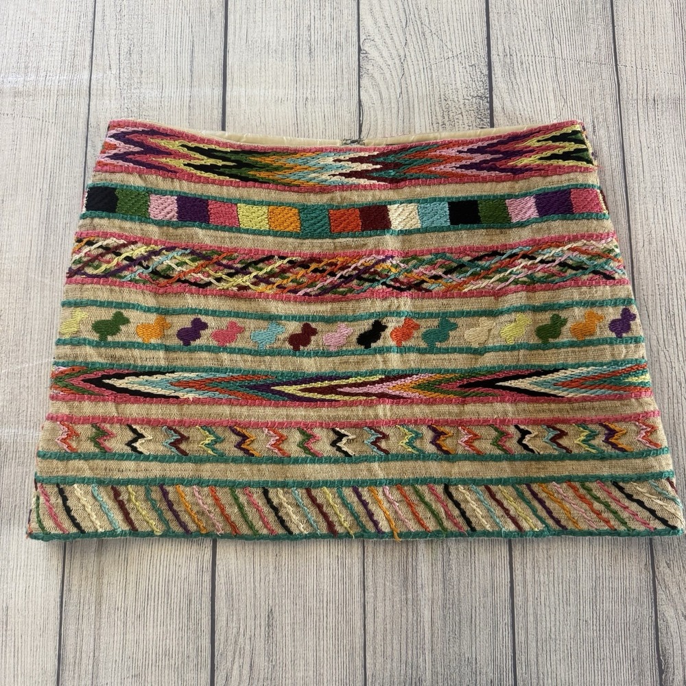 GRYPHON‎ Womens Multi-Color Embroidered Pattern Mini Micro Skirt Size Medium